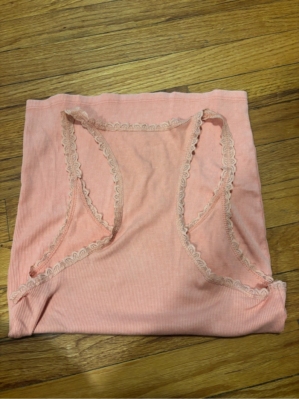 aerie Peach Lace-Trim Racerback Tank Top